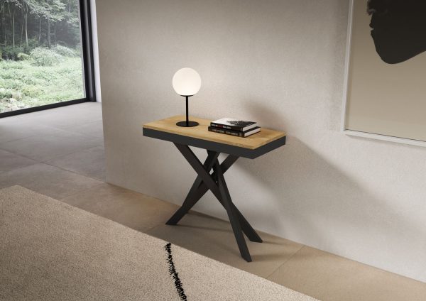 Consolle allungabile 90x40/196 cm Saki Small Evolution quercia natura telaio antracite - immagine 2