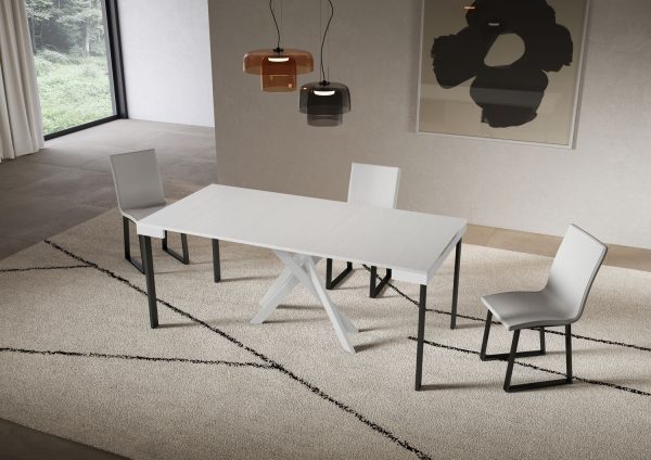 Consolle allungabile 90x40/196 cm Saki Small Evolution bianco frassino telaio bianco - immagine 3