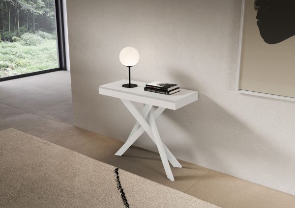 Consolle allungabile 90x40/196 cm Saki Small Evolution bianco frassino telaio bianco - immagine 2