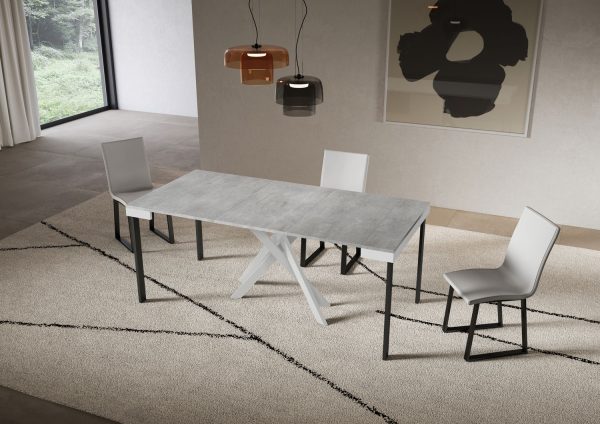 Consolle allungabile 90x40/196 cm Saki Small Evolution cemento telaio bianco - immagine 3