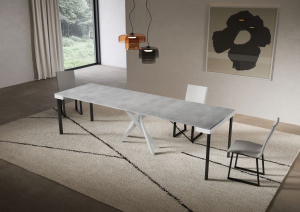 Consolle allungabile 90x40/300 cm Saki Evolution cemento telaio bianco - immagine 4