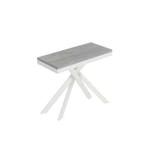 Consolle allungabile 90x40/300 cm Saki Evolution cemento telaio bianco