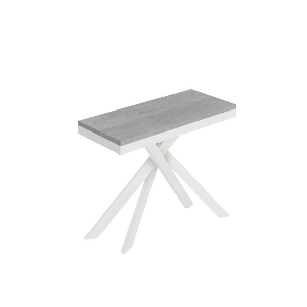 Consolle allungabile 90x40/196 cm Saki Small Evolution cemento telaio bianco