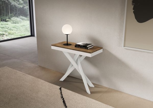 Consolle allungabile 90x40/196 cm Saki Small Evolution noce telaio bianco - immagine 2