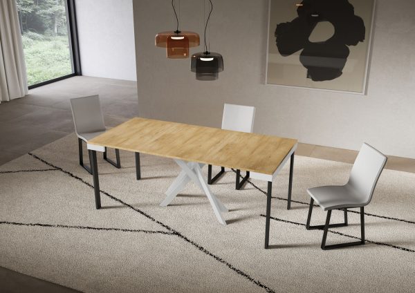 Consolle allungabile 90x40/196 cm Saki Small Evolution quercia natura telaio bianco - immagine 3