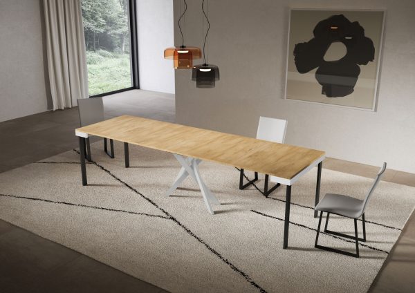 Consolle allungabile 90x40/300 cm Saki Evolution quercia natura telaio bianco - immagine 4