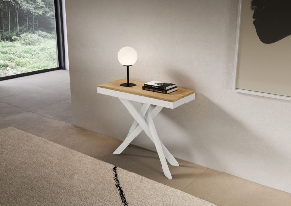 Consolle allungabile 90x40/196 cm Saki Small Evolution quercia natura telaio bianco - immagine 2
