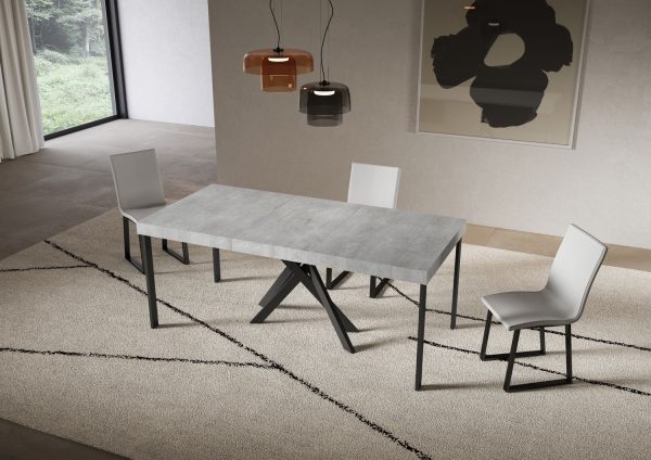 Consolle allungabile 90x40/300 cm Saki Premium cemento gambe antracite - immagine 3