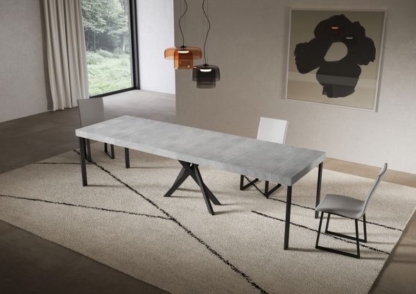 Consolle allungabile 90x40/300 cm Saki Premium cemento gambe antracite - immagine 4