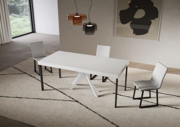 Consolle allungabile 90x40/196 cm Saki Premium Small bianco frassino gambe bianche - immagine 3