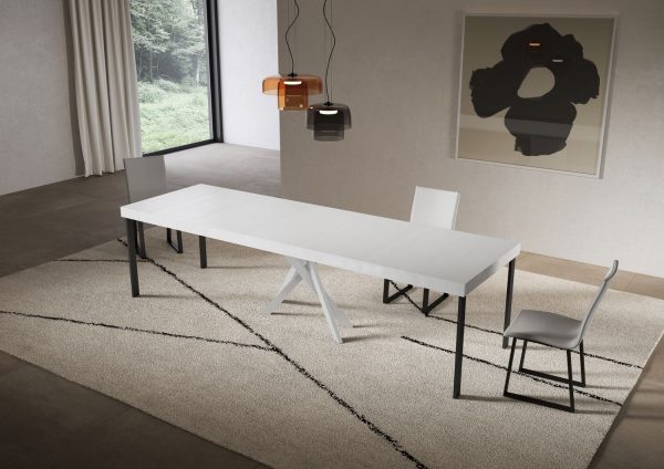 Consolle allungabile 90x40/300 cm Saki Premium bianco frassino gambe bianche - immagine 4