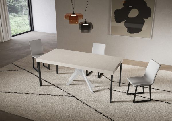 Consolle allungabile 90x40/196 cm Saki Premium Small cashmere gambe bianche - immagine 3