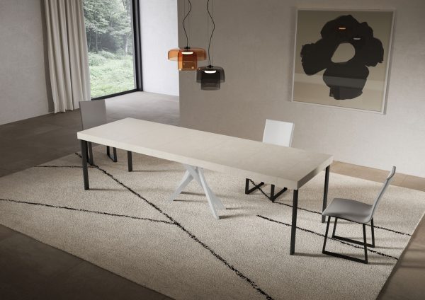 Consolle allungabile 90x40/300 cm Saki Premium cashmere gambe bianche - immagine 4