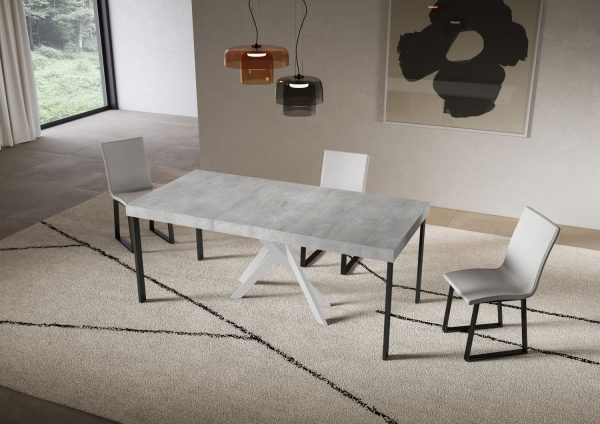Consolle allungabile 90x40/196 cm Saki Premium Small cemento gambe bianche - immagine 3