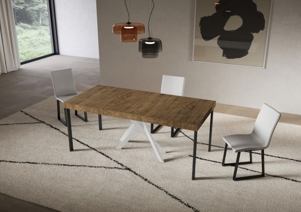 Consolle allungabile 90x40/196 cm Saki Premium Small noce gambe bianche - immagine 3