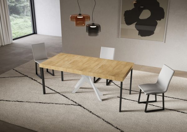 Consolle allungabile 90x40/300 cm Saki Premium quercia natura gambe bianche - immagine 3