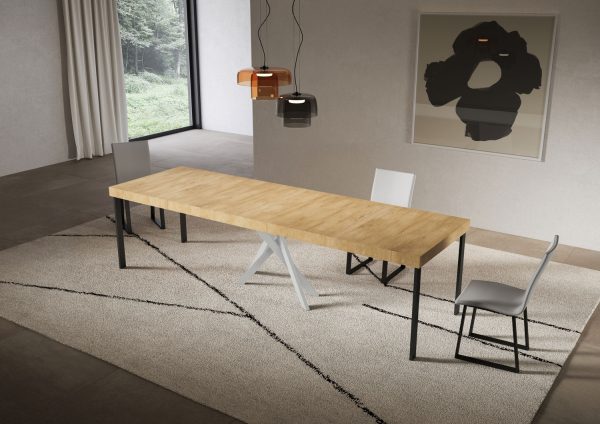 Consolle allungabile 90x40/300 cm Saki Premium quercia natura gambe bianche - immagine 4