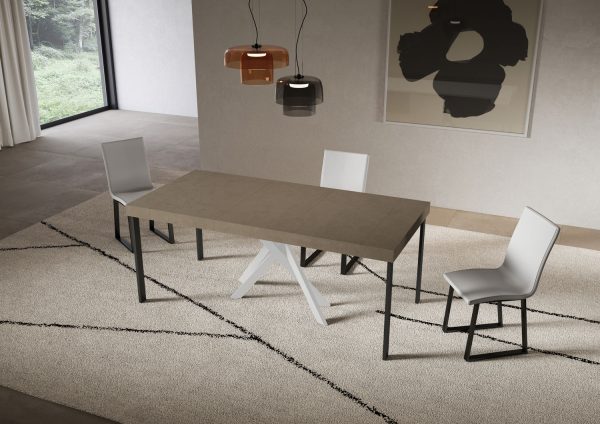 Consolle allungabile 90x40/196 cm Saki Premium Small tortora gambe bianche - immagine 3