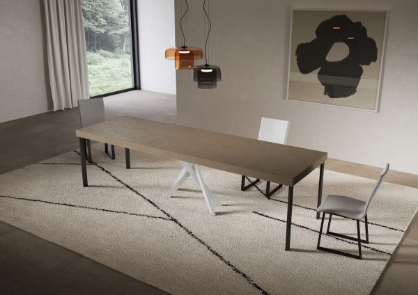 Consolle allungabile 90x40/300 cm Saki Premium tortora gambe bianche - immagine 4