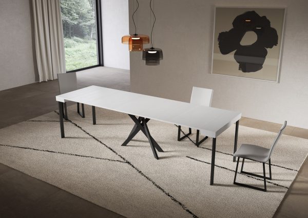 Consolle allungabile 90x40/300 cm Saki bianco frassino gambe antracite - immagine 4