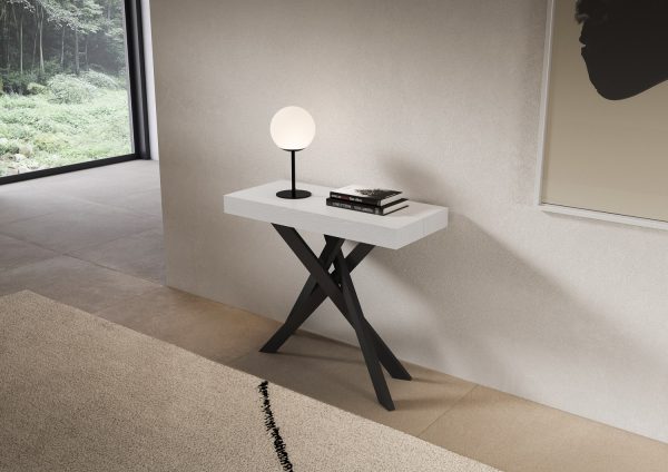 Consolle allungabile 90x40/300 cm Saki bianco frassino gambe antracite - immagine 2