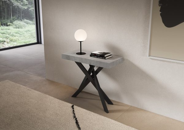 Consolle allungabile 90x40/196 cm Saki Small cemento gambe antracite - immagine 2