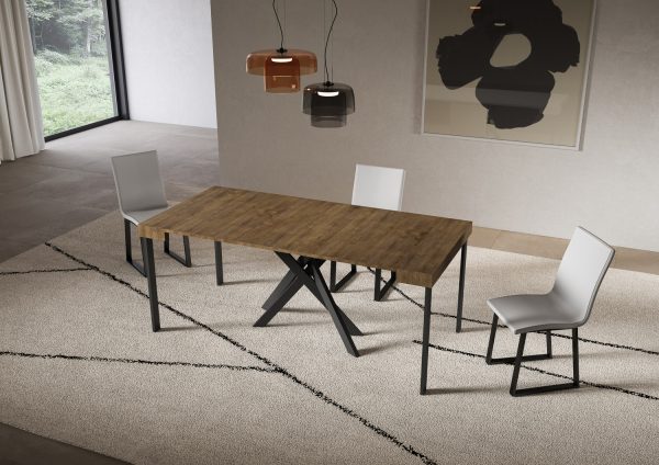 Consolle allungabile 90x40/196 cm Saki Small noce gambe antracite - immagine 3