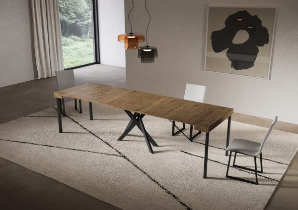 Consolle allungabile 90x40/300 cm Saki noce gambe antracite - immagine 4