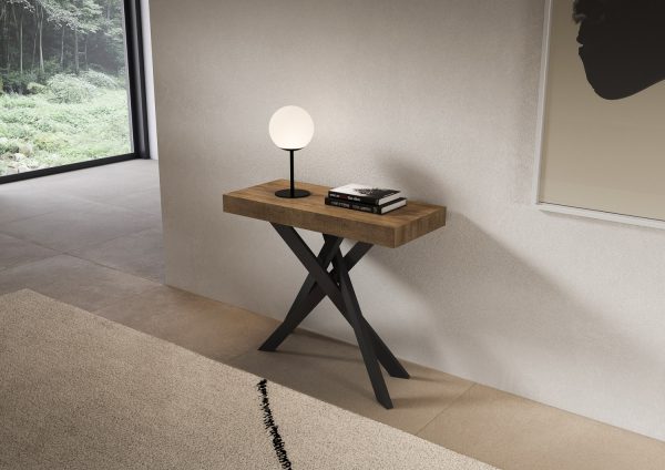 Consolle allungabile 90x40/196 cm Saki Small noce gambe antracite - immagine 2