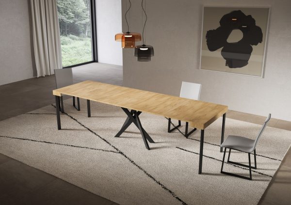 Consolle allungabile 90x40/300 cm Saki quercia natura gambe antracite - immagine 4