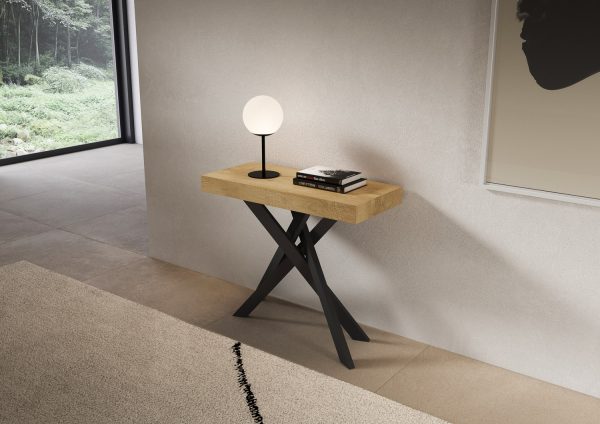 Consolle allungabile 90x40/196 cm Saki Small quercia natura gambe antracite - immagine 2