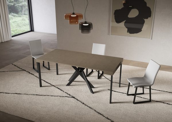 Consolle allungabile 90x40/300 cm Saki tortora gambe antracite - immagine 3