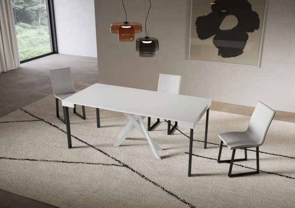 Consolle allungabile 90x40/300 cm Saki bianco frassino gambe bianche - immagine 3