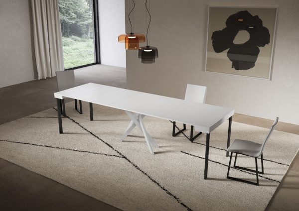 Consolle allungabile 90x40/300 cm Saki bianco frassino gambe bianche - immagine 4