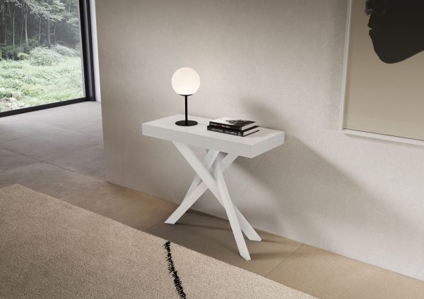 Consolle allungabile 90x40/300 cm Saki bianco frassino gambe bianche - immagine 2