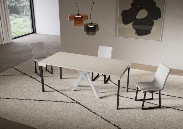 Consolle allungabile 90x40/196 cm Saki Small cashmere gambe bianche - immagine 3