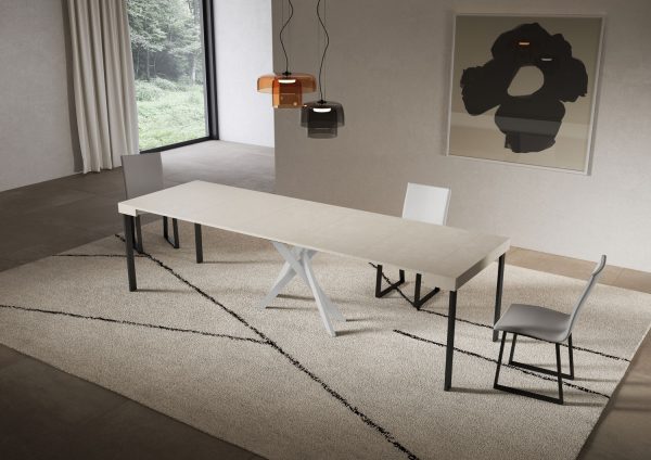 Consolle allungabile 90x40/300 cm Saki cashmere gambe bianche - immagine 4