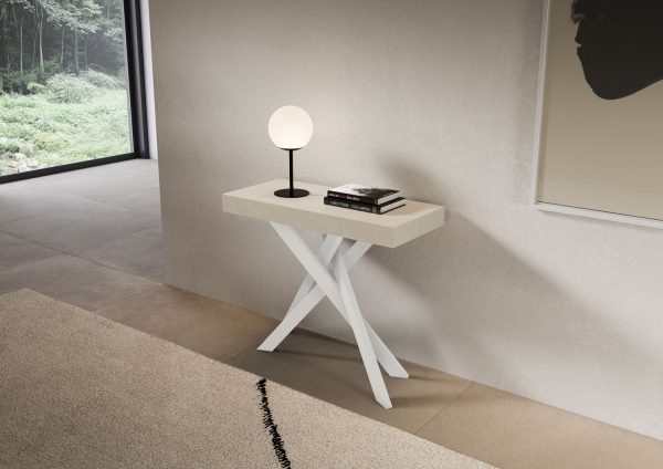 Consolle allungabile 90x40/196 cm Saki Small cashmere gambe bianche - immagine 2