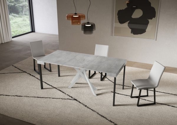 Consolle allungabile 90x40/196 cm Saki Small cemento gambe bianche - immagine 3