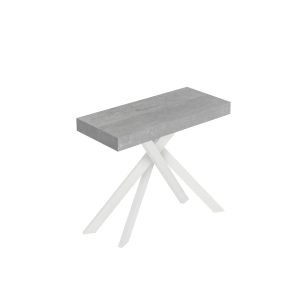 Consolle allungabile 90x40/196 cm Saki Premium Small cemento gambe bianche
