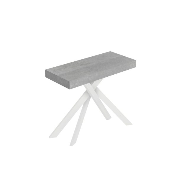Consolle allungabile 90x40/196 cm Saki Small cemento gambe bianche