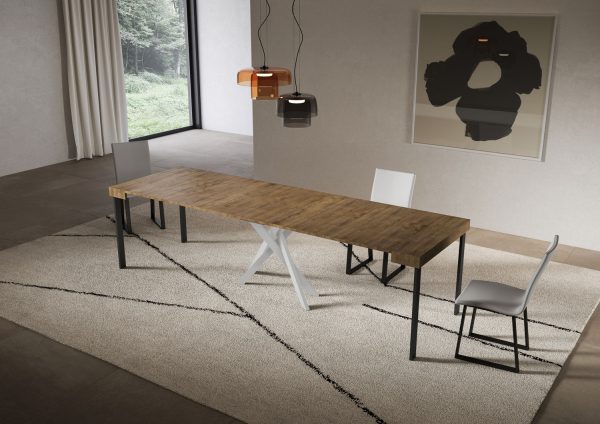 Consolle allungabile 90x40/300 cm Saki noce gambe bianche - immagine 4