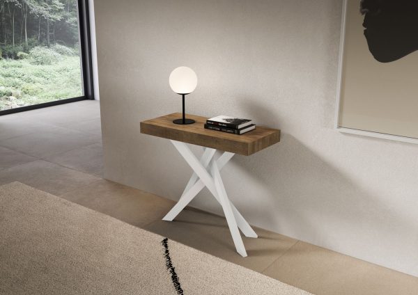 Consolle allungabile 90x40/300 cm Saki noce gambe bianche - immagine 2