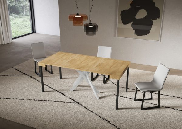 Consolle allungabile 90x40/196 cm Saki Small quercia natura gambe bianche - immagine 3