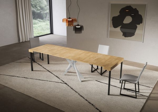 Consolle allungabile 90x40/300 cm Saki quercia natura gambe bianche - immagine 4