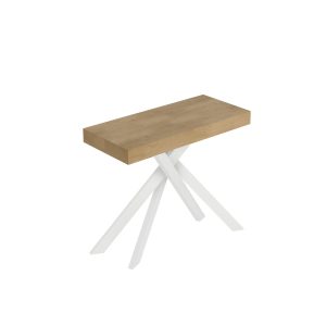 Consolle allungabile 90x40/300 cm Saki Premium quercia natura gambe bianche