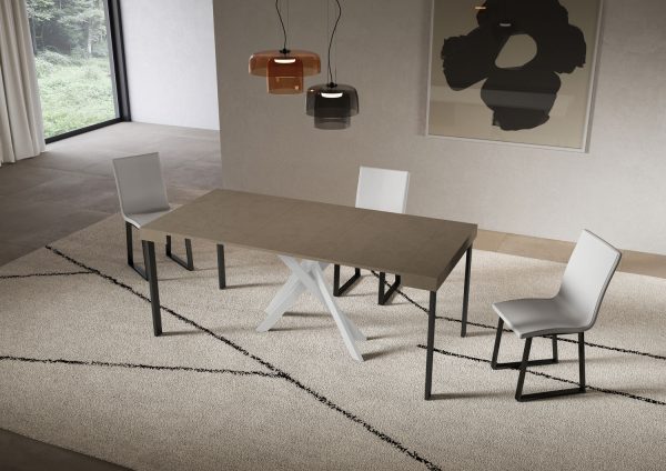 Consolle allungabile 90x40/196 cm Saki Small tortora gambe bianche - immagine 3