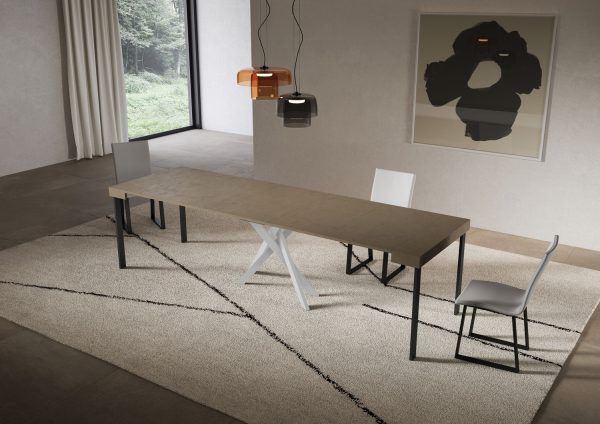 Consolle allungabile 90x40/300 cm Saki tortora gambe bianche - immagine 4