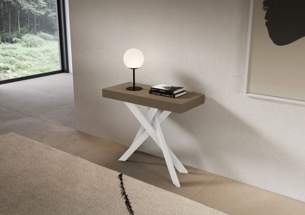 Consolle allungabile 90x40/196 cm Saki Small tortora gambe bianche - immagine 2