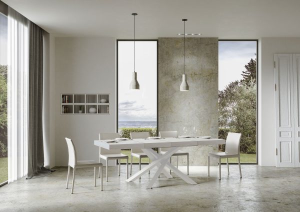 Tavolo allungabile 90x130/390 cm Volantis Premium Bianco Frassino telaio Bianco - immagine 4